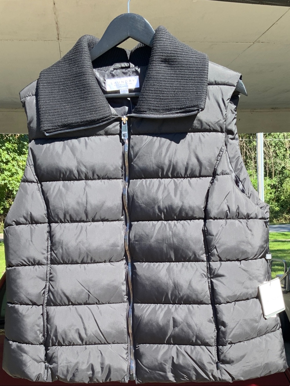 Laundry By Shelli Segal Women’s Quilted Puffer Vest with Ribbed Collar